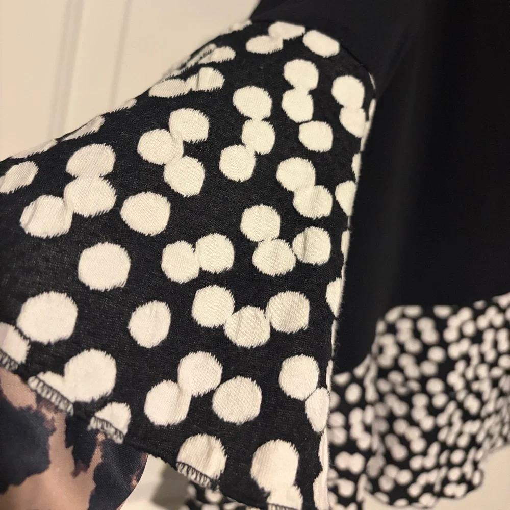 Black and White Polka Dot Cowl Neck Top - Picture 4 of 6